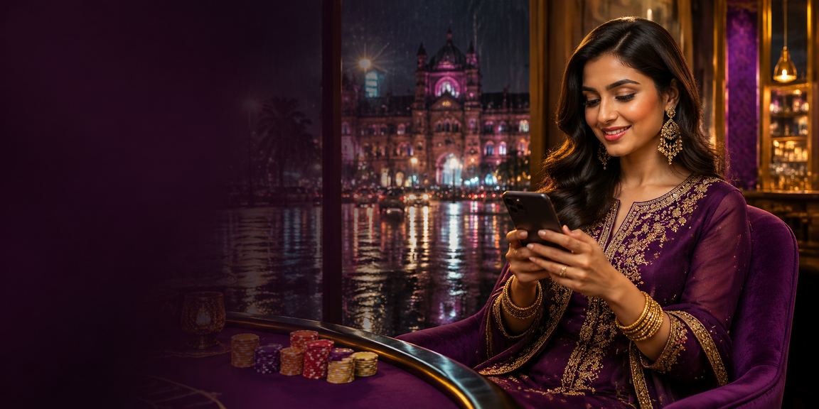 Payment confirmation screen on a mobile phone in Mumbai neon light setting
